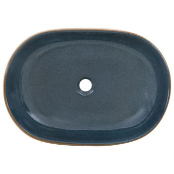 Aufsatzwaschbecken Sandfarben Blau Oval 59x40x14 cm Keramik