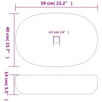 Aufsatzwaschbecken Blau Oval 59x40x14 cm Keramik