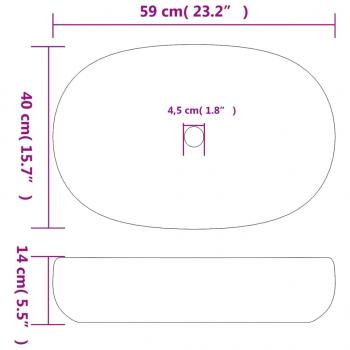 Aufsatzwaschbecken Schwarz Oval 59x40x14 cm Keramik