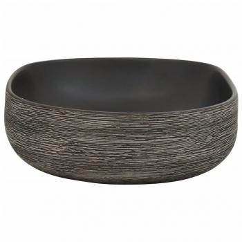 Aufsatzwaschbecken Grau und Schwarz Oval 59x40x14 cm Keramik