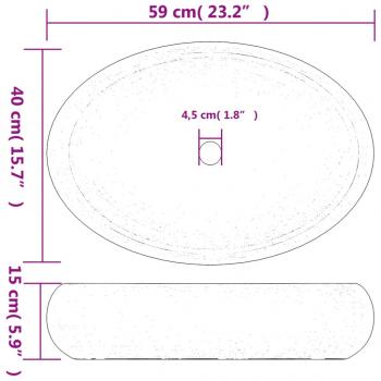 Aufsatzwaschbecken Weiß und Golden Oval 59x40x15 cm Keramik