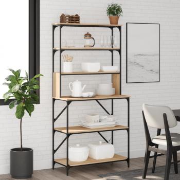 ARDEBO.de - Bäckerregal 6 Fächer Sonoma-Eiche 90x40x180 cm Holzwerkstoff