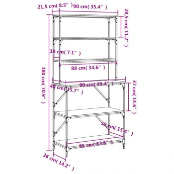 Bäckerregal 6 Fächer Sonoma-Eiche 90x40x180 cm Holzwerkstoff