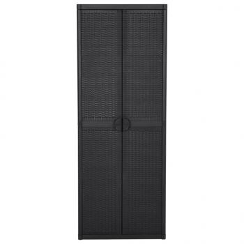 Gartenschrank Schwarz 65x45x172 cm PP Rattan