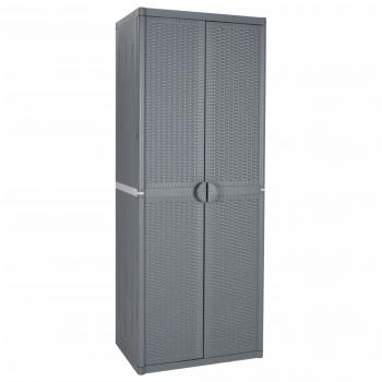 ARDEBO.de - Gartenschrank Grau 65x45x172 cm PP Rattan