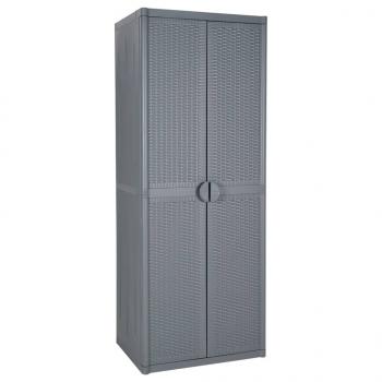 ARDEBO.de - Gartenschrank Grau 65x45x172 cm PP Rattan