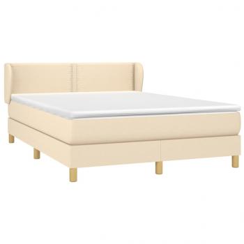 Boxspringbett mit Matratze Creme 140x190 cm Stoff