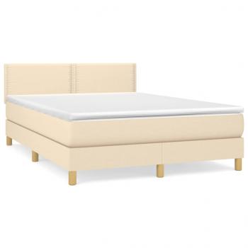 Boxspringbett mit Matratze Creme 140x190 cm Stoff