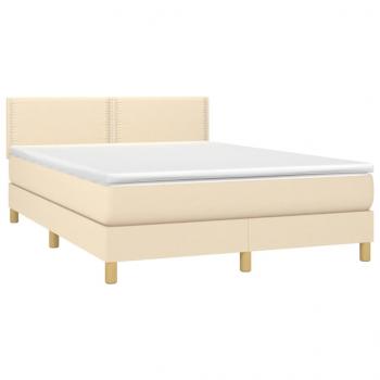 Boxspringbett mit Matratze Creme 140x190 cm Stoff