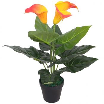 ARDEBO.de - Künstliche Calla-Lilie mit Topf 45 cm Rot und Gelb