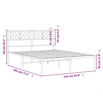 Bettgestell mit Kopfteil Metall Weiß 135x190 cm