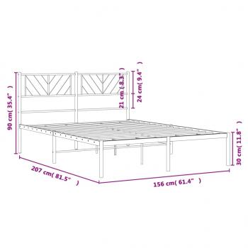 Bettgestell mit Kopfteil Metall Weiß 150x200 cm