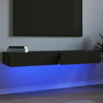 ARDEBO.de - TV-Schränke mit LED-Leuchten 2 Stk. Schwarz 60x35x15,5 cm