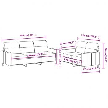 2-tlg. Sofagarnitur mit Kissen Taupe Stoff