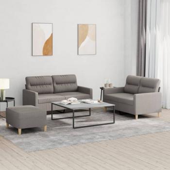 ARDEBO.de - 3-tlg. Sofagarnitur mit Kissen Taupe Stoff