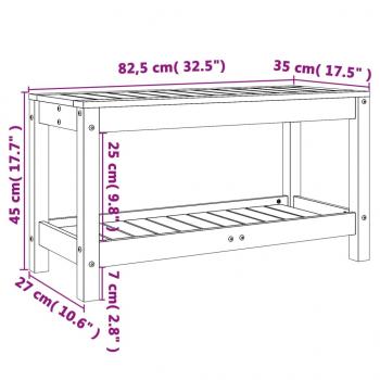 Gartenbank Schwarz 82,5x35x45 cm Massivholz Kiefer