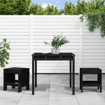 ARDEBO.de - 3-tlg. Garten-Bistro-Set Schwarz Massivholz Kiefer