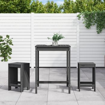 ARDEBO.de - 3-tlg. Gartenbar-Set Grau Massivholz Kiefer