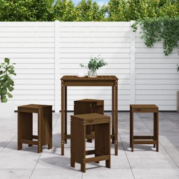 ARDEBO.de - 5-tlg. Gartenbar-Set Honigbraun Massivholz Kiefer