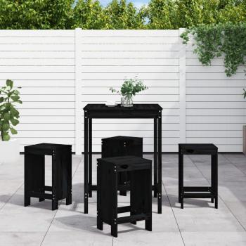 ARDEBO.de - 5-tlg. Gartenbar-Set Schwarz Massivholz Kiefer