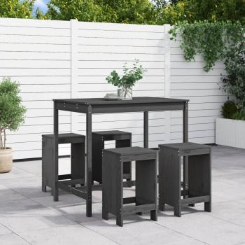 ARDEBO.de - 5-tlg. Gartenbar-Set Grau Massivholz Kiefer