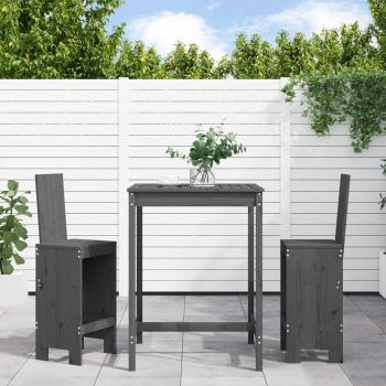 ARDEBO.de - 3-tlg. Gartenbar-Set Grau Massivholz Kiefer