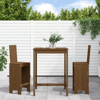 ARDEBO.de - 3-tlg. Gartenbar-Set Honigbraun Massivholz Kiefer