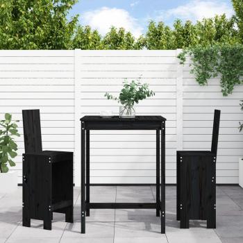 ARDEBO.de - 3-tlg. Gartenbar-Set Schwarz Massivholz Kiefer