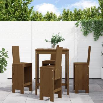 ARDEBO.de - 5-tlg. Gartenbar-Set Honigbraun Massivholz Kiefer