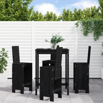 ARDEBO.de - 5-tlg. Gartenbar-Set Schwarz Massivholz Kiefer