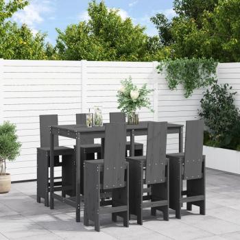 ARDEBO.de - 7-tlg. Gartenbar-Set Grau Massivholz Kiefer