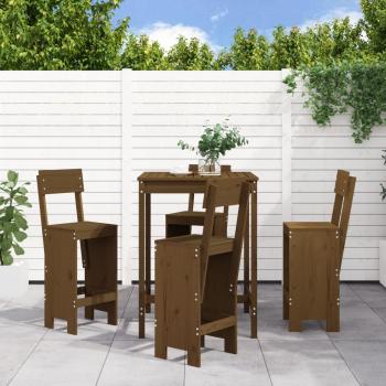 ARDEBO.de - 5-tlg. Gartenbar-Set Honigbraun Massivholz Kiefer