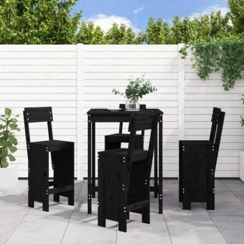 ARDEBO.de - 5-tlg. Gartenbar-Set Schwarz Massivholz Kiefer