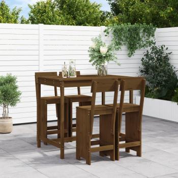 ARDEBO.de - 5-tlg. Gartenbar-Set Honigbraun Massivholz Kiefer