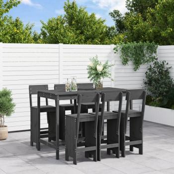 ARDEBO.de - 7-tlg. Gartenbar-Set Grau Massivholz Kiefer