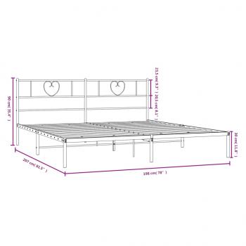 Bettgestell mit Kopfteil Metall Schwarz 193x203 cm