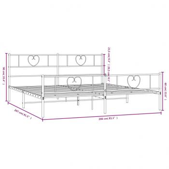 Bettgestell mit Kopf- und Fußteil Metall Weiß 200x200 cm