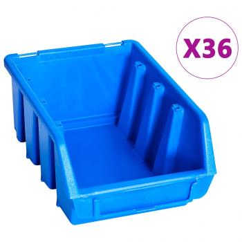 96-tlg. Behälter-Set für Kleinteile mit Wandplatten Blau