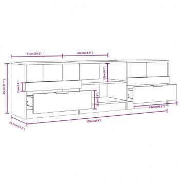 TV-Schrank Hochglanz-Weiß 150x33,5x45 cm Holzwerkstoff