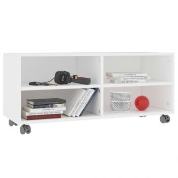 TV-Schrank mit Rollen Weiß 90x35x35 cm Holzwerkstoff