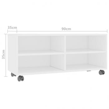 TV-Schrank mit Rollen Weiß 90x35x35 cm Holzwerkstoff