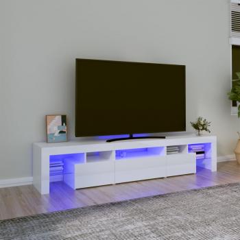 ARDEBO.de - TV-Schrank mit LED-Leuchten Hochglanz-Weiß 200x36,5x40 cm