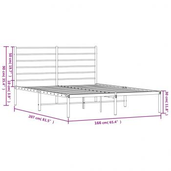 Bettgestell mit Kopfteil Metall Schwarz 160x200 cm