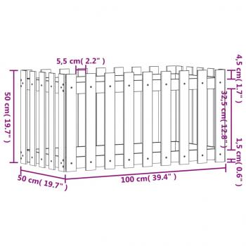 Hochbeet Lattenzaun-Design 100x50x50 cm Massivholz Douglasie