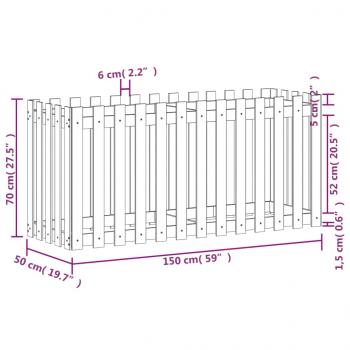 Hochbeet Lattenzaun-Design 150x50x70 cm Massivholz Douglasie