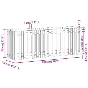 Hochbeet Lattenzaun-Design Weiß 200x50x70 cm Massivholz Kiefer