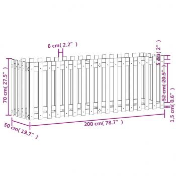 Hochbeet Lattenzaun-Design 200x50x70 cm Massivholz Kiefer