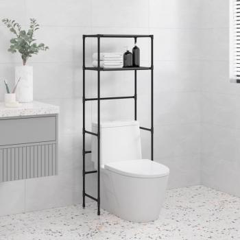 ARDEBO.de - Toilettenregal 2 Ablagen Schwarz 53,5x28x143 cm Eisen