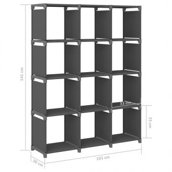 Würfel-Regal 12 Fächer Grau 103x30x141 cm Stoff 