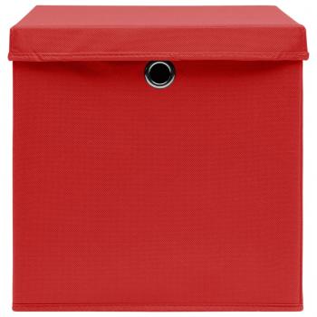 Aufbewahrungsboxen mit Deckeln 10 Stk. 28x28x28 cm Rot